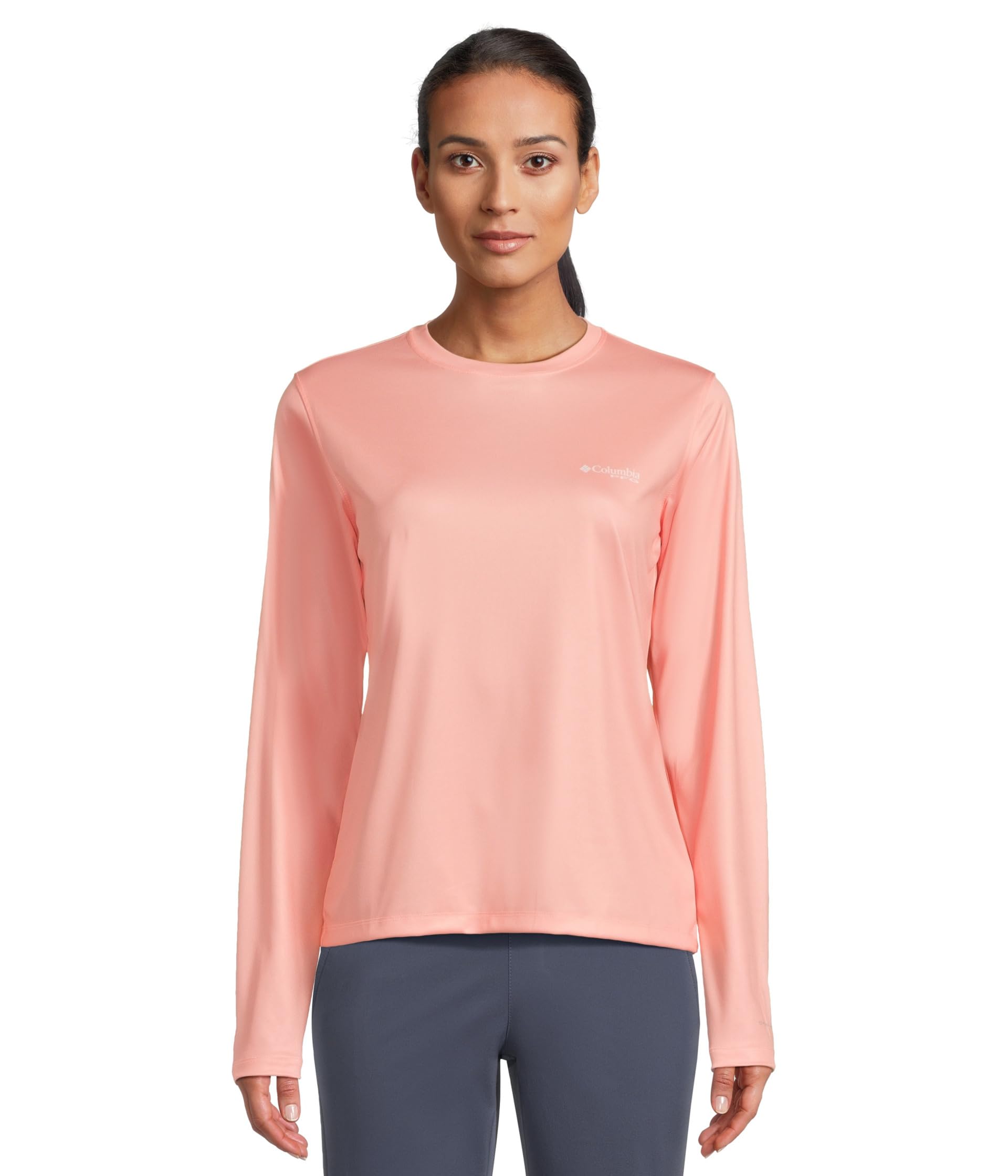 

Футболка Columbia Tidal Tee Pfg Fish Flag Long Sleeve Shirt, Tiki Pink/Fish and Friends Flag