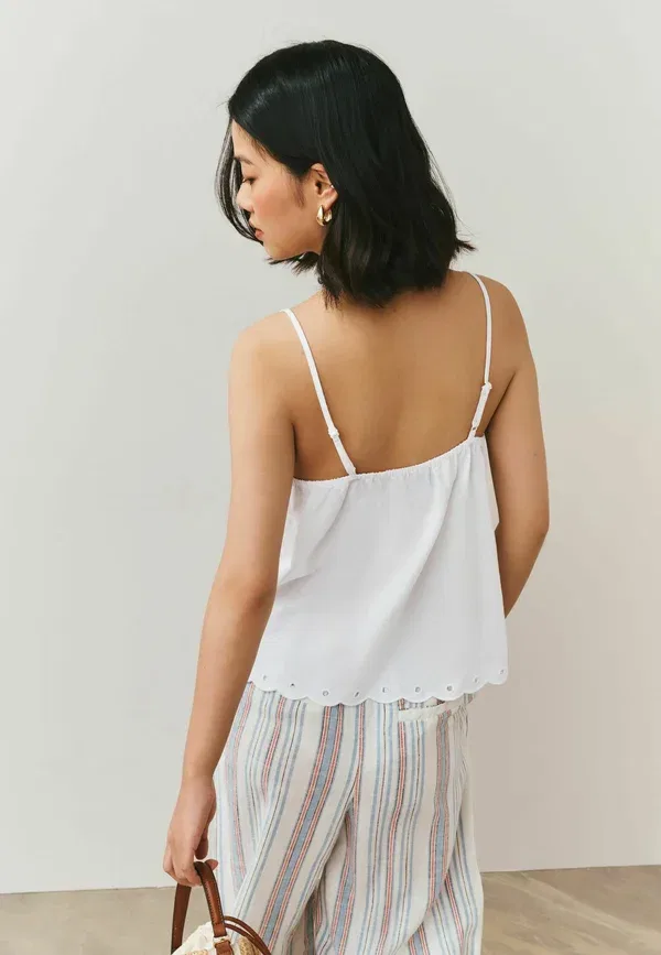 Топ Next Regular fit cutwork broderie cami, белая ракушка — фото 2