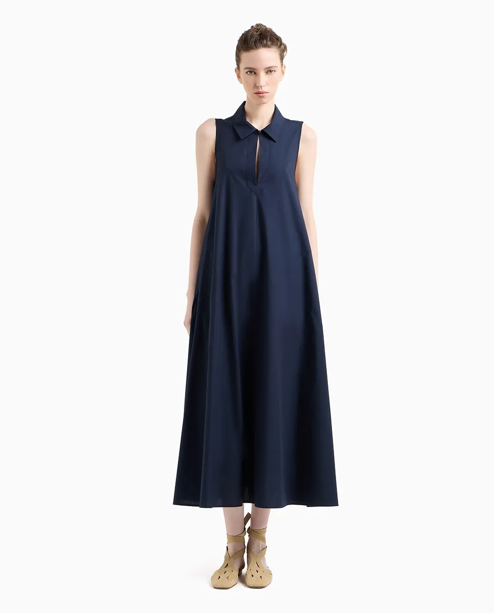 

Длинное хлопковое платье Emporio Armani, тёмно-синий