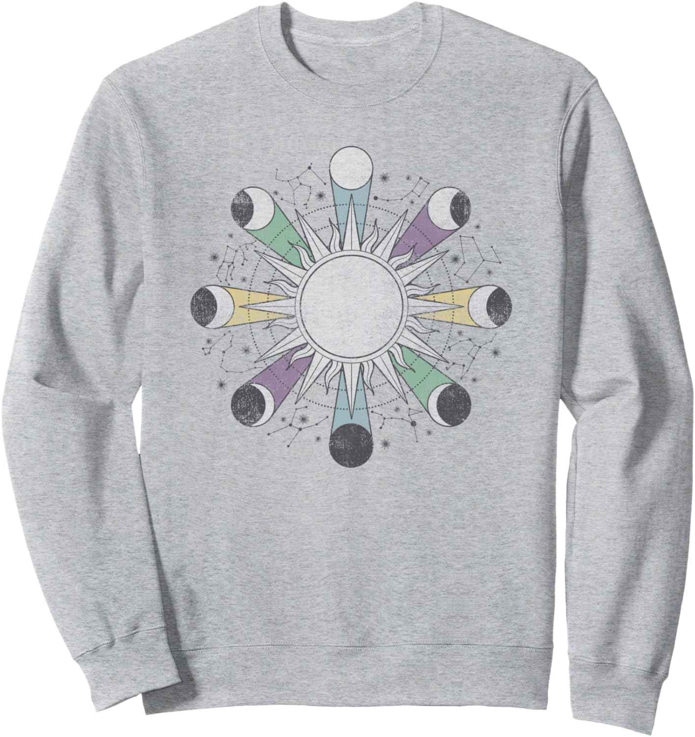 

Толстовка с изображением солнечного круга и небесного зодиака Trendy Apparel, серый