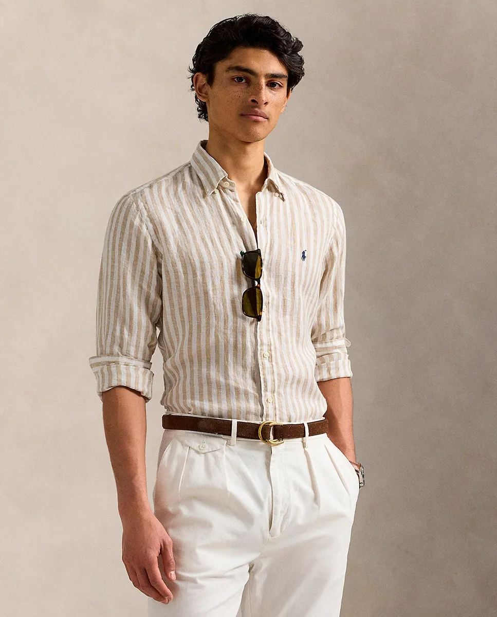 

Мужская льняная рубашка, стандартный крой Polo Ralph Lauren, бежевый