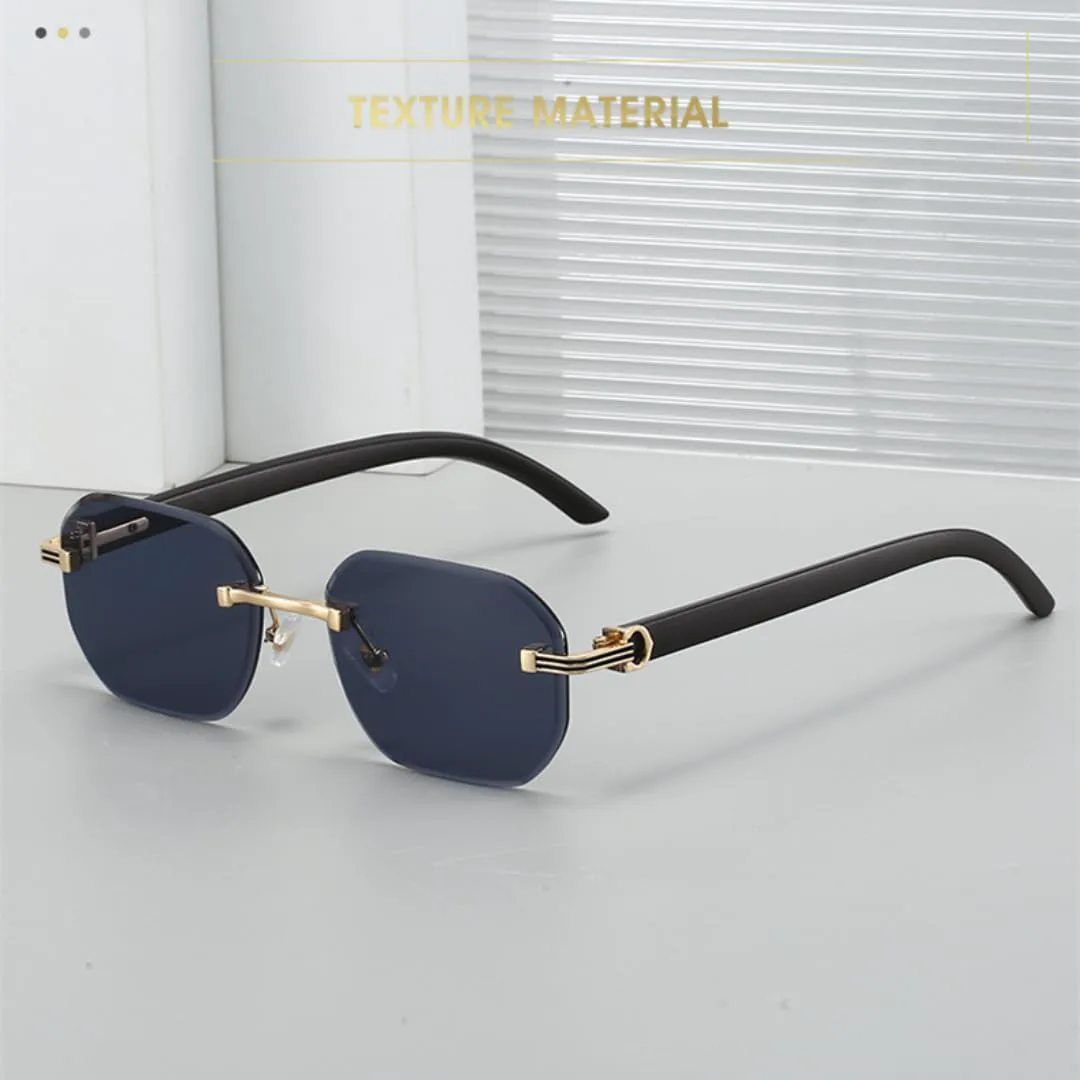 

Солнцезащитные очки без оправы шестиугольной формы для мужчин и женщин, модные, с текстурой дерева, упрощенные квадратные солнцезащитные очки UATXTAU, Gradient Tea