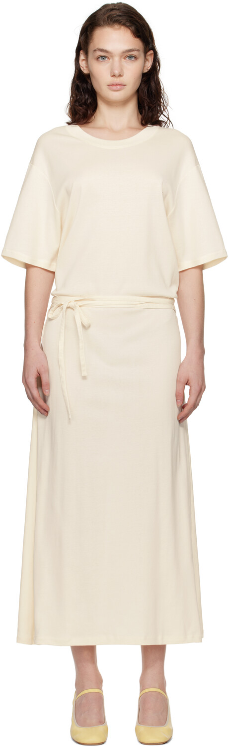 

LEAIRE Off-White футболка с поясом в рубчик idi Платье LEMAIRE