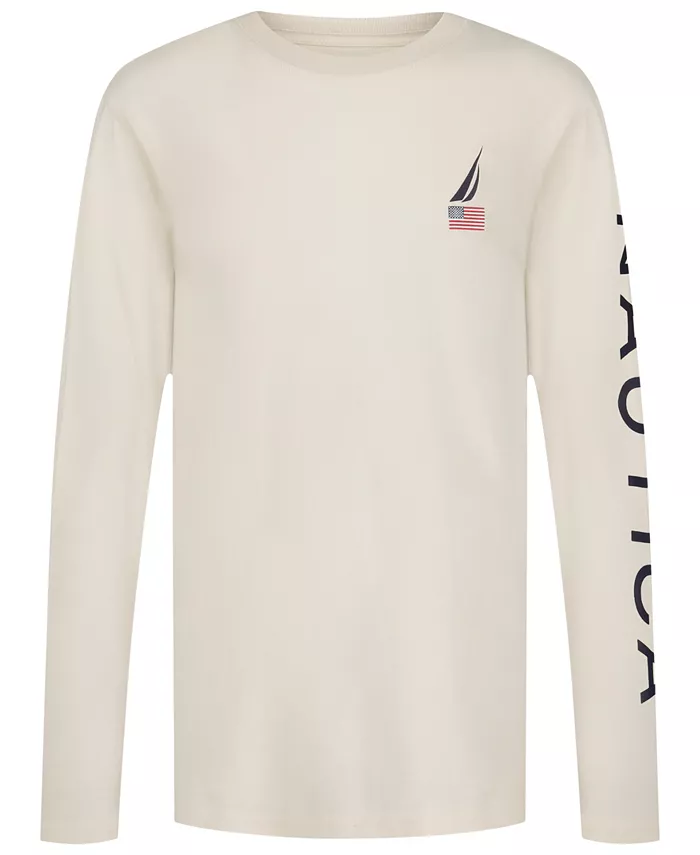 

Мальчики 8-20 USA J-Class лонгслив с принтом Nautica, слоновая кость/кремовый