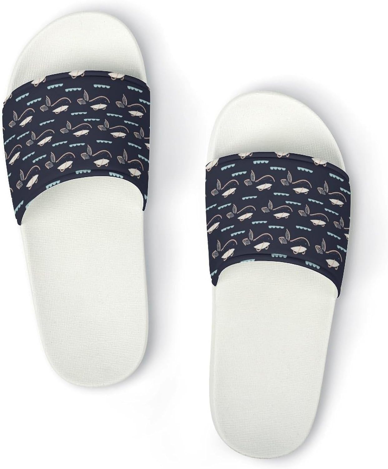 

Унисекс сланцы с принтом «Рыбы в океане»- можно носить дома и на улице Generic, белый