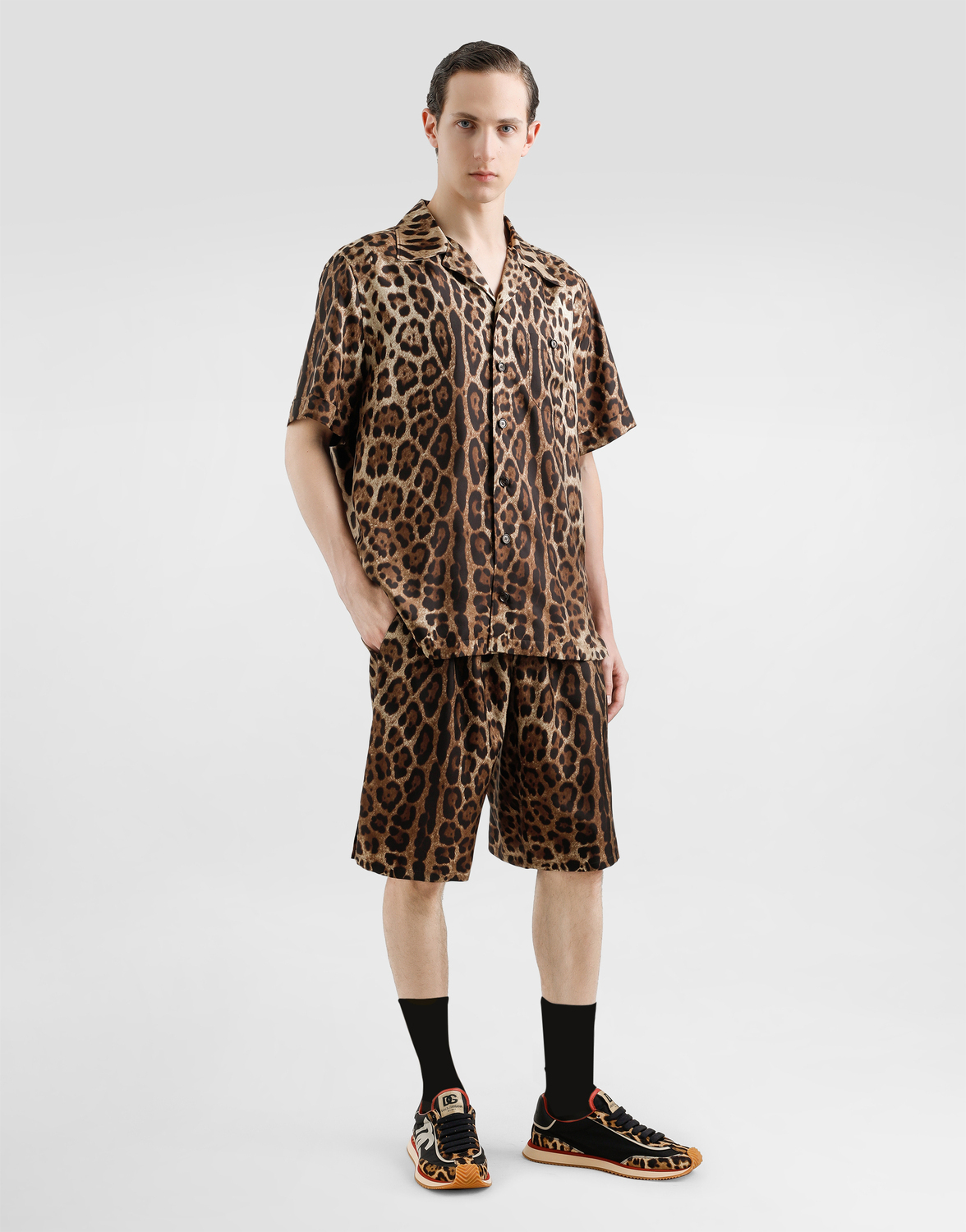 Шелковая рубашка с леопардовым принтом Dolce & Gabbana, принт — фото 2