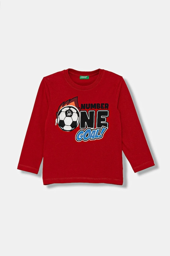 

Детская хлопковая кофта с длинным рукавом United Colors Of Benetton, красный