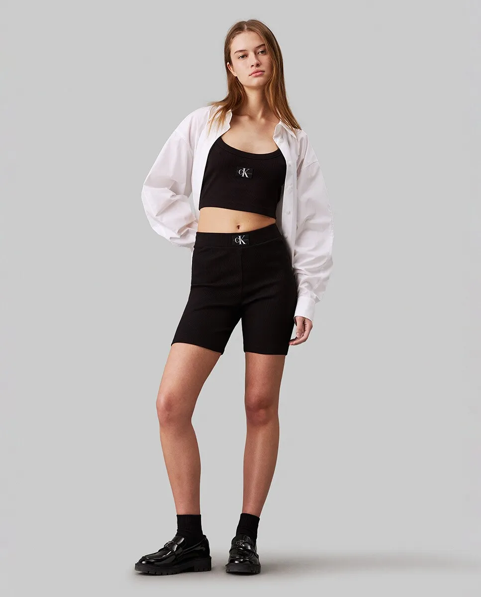 

Облегающие женские шорты из ребристой ткани Calvin Klein Jeans, черный