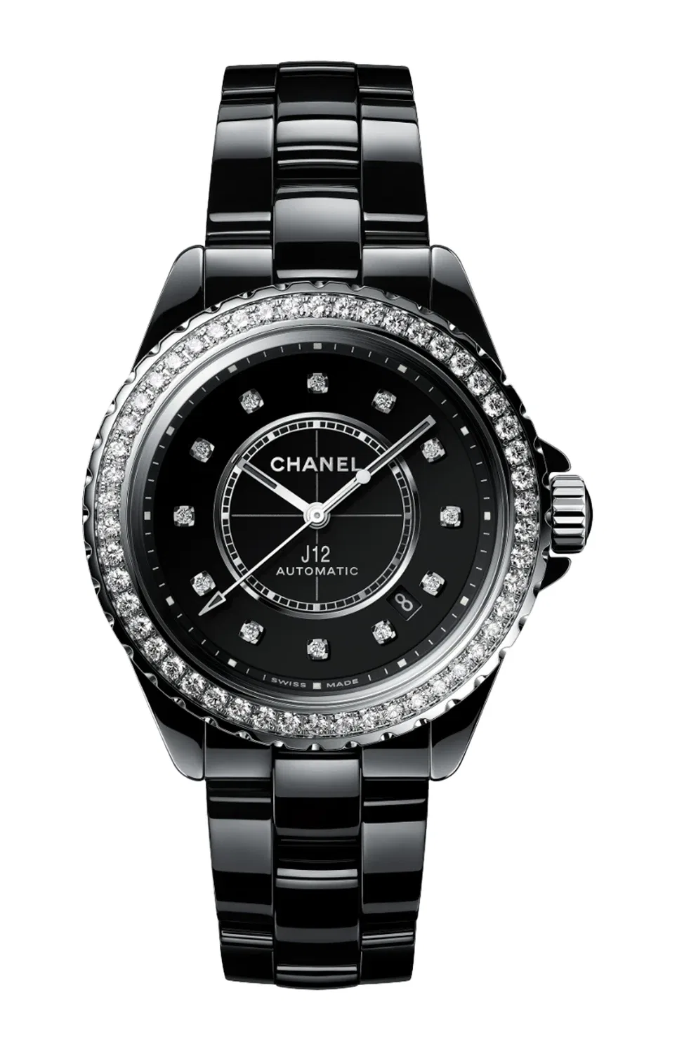 Часы J12 с бриллиантовым безелем, калибр 12.1, 38 мм - H6526 CHANEL, синий