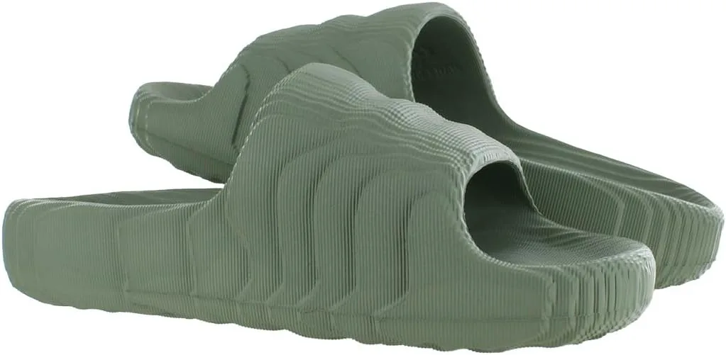 Женские сандалии Adidas Adilette 22 слайд, повседневные, низкий каблук 1-2" - зеленые, серебристо-зеленый/черный — фото 4