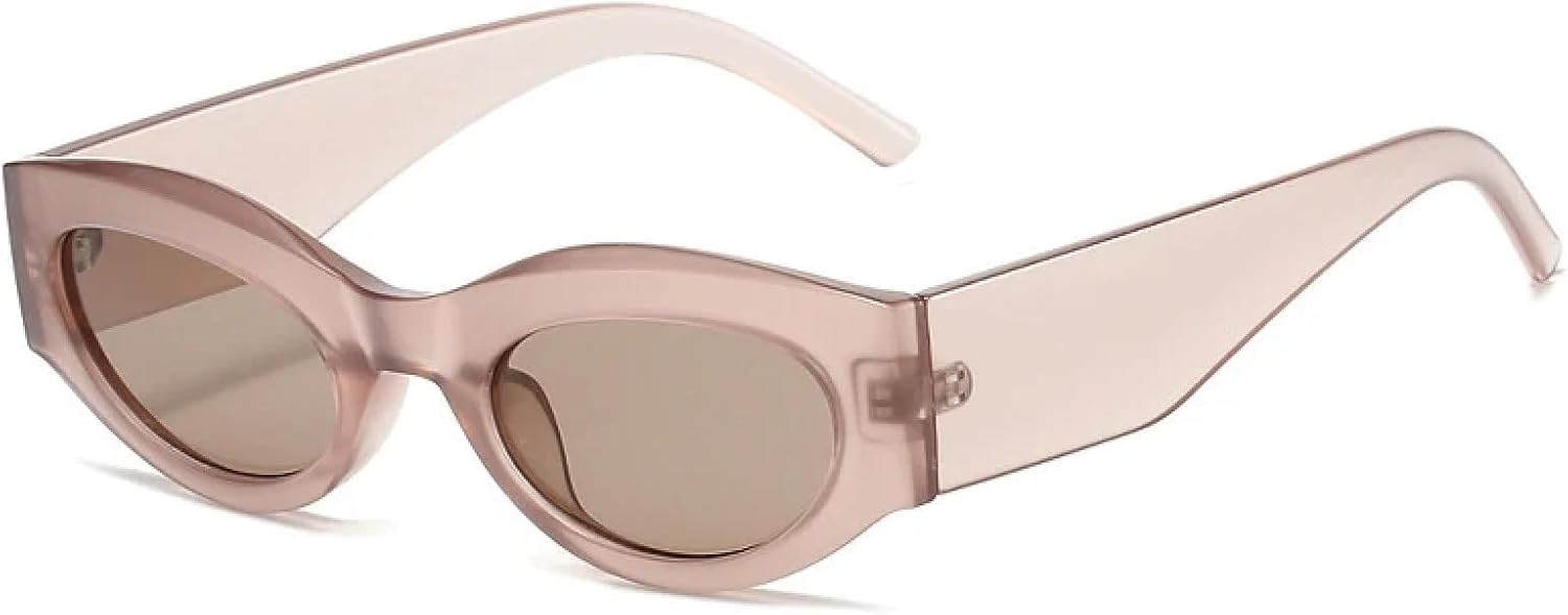 

Ретро-солнцезащитные очки «кошачий глаз» желейного цвета для женщин, модные овальные очки с широкими дужками для мужчин, панк-стиль, защита от УФ-излучения UV400 HHZZYVY, Pink Champagne