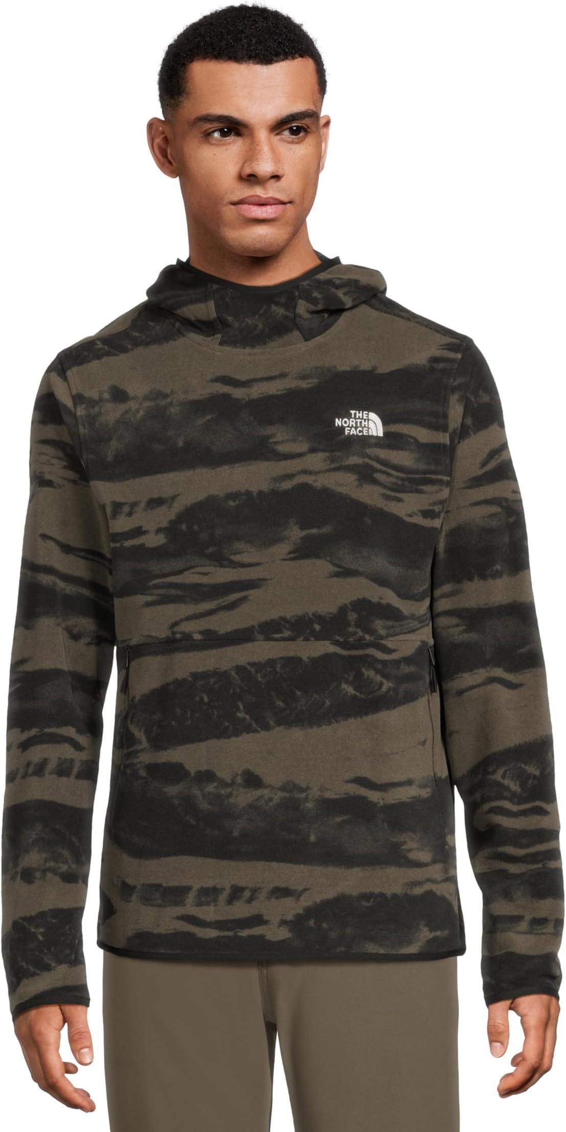 

Мужской флисовый пуловер Glacier с капюшоном и принтом The North Face, New Taupe Green Edge