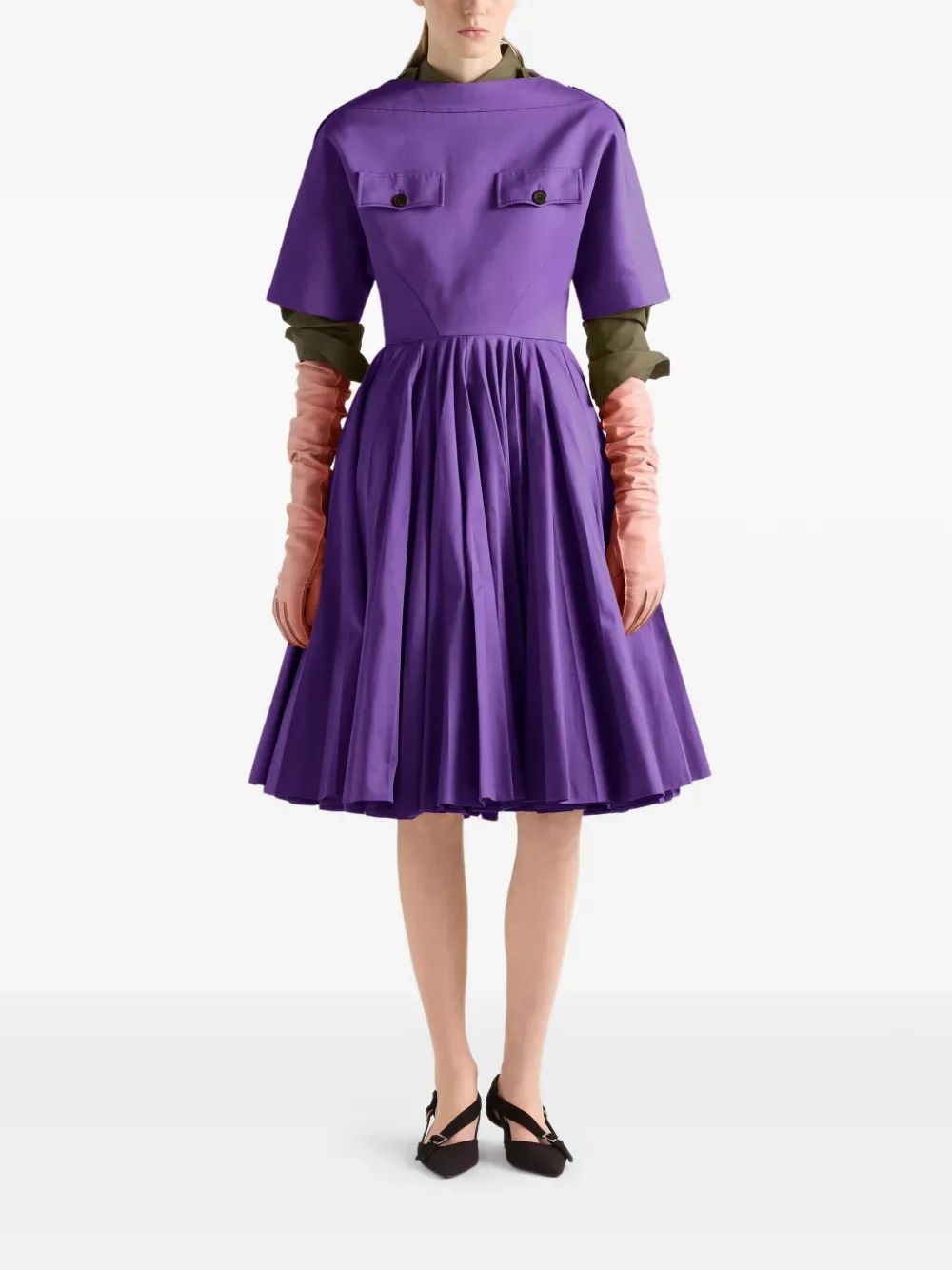 Рубашка из хлопкового поплина Prada, зеленый — фото 2