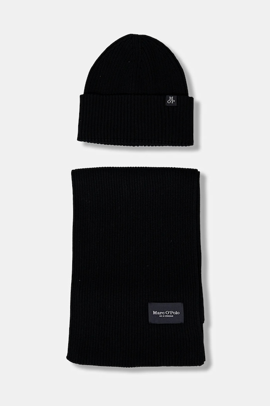 

Хлопковая шапка и шарф Marc O'Polo, черный