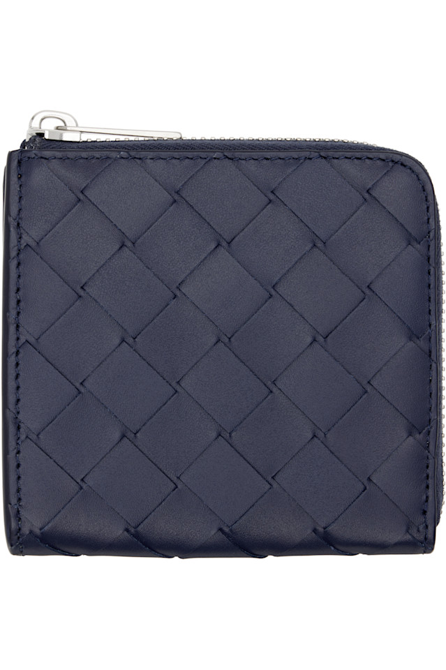 

Bottega Veneta Кошелек Navy intrecciato с квадратной застежкой-молнией