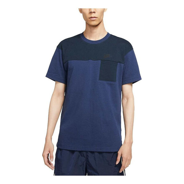 

Футболка Men's Nike Athleisure Casual Sports Breathable Splicing Short Sleeve Navy Blue T-Shirt, мультиколор