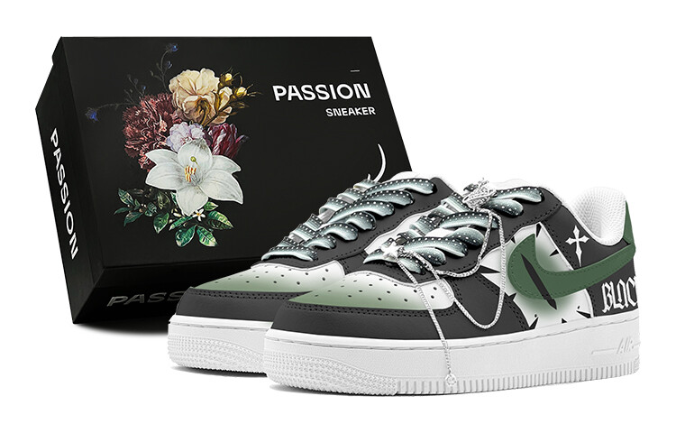 

Кроссовки Nike Air Force 1 Skateboarding Shoes Men Low-top Black, зеленый