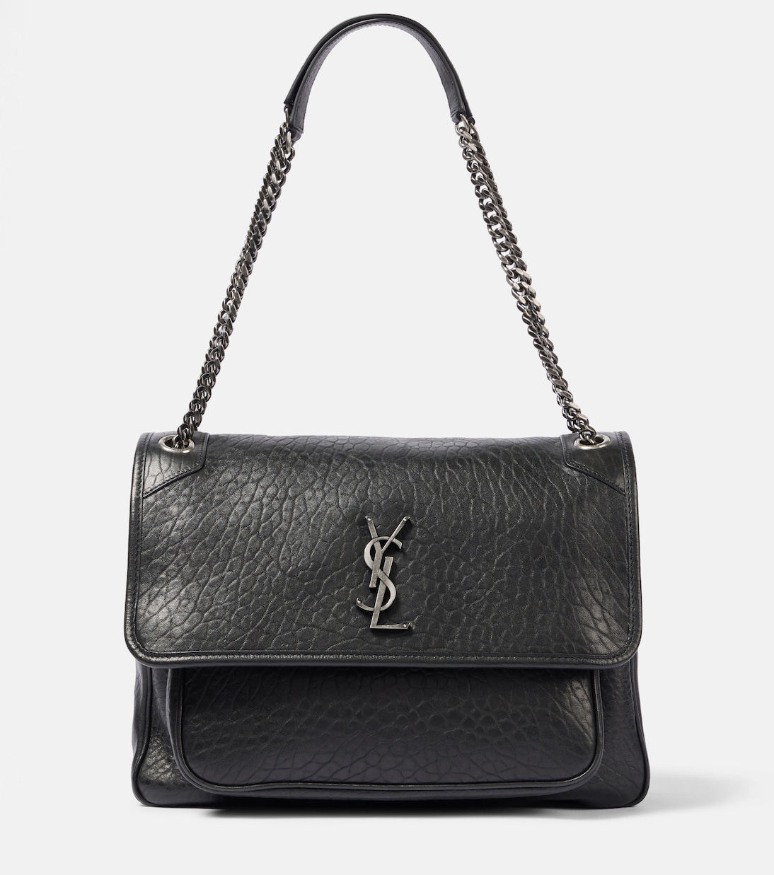

Ники большая кожаная сумка через плечо Saint Laurent, нуар
