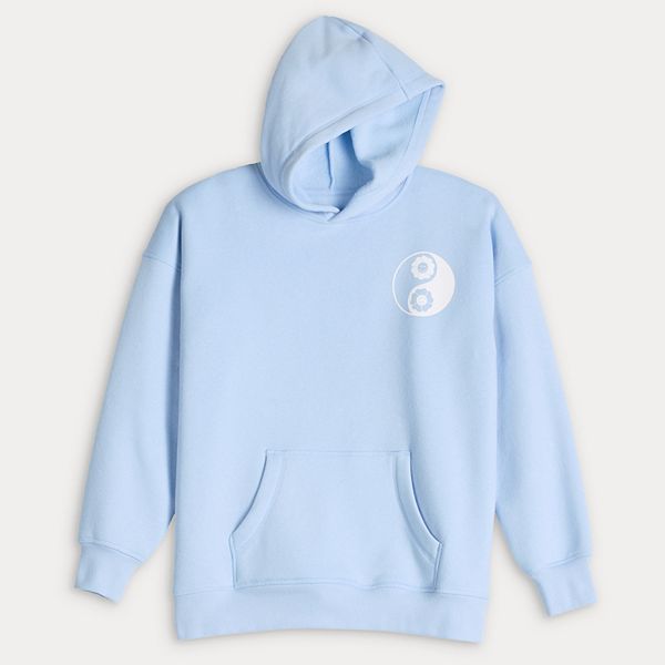 

Детский оверсайз худи для девочек 6-20 лет в размерах regular и plus So, Yin Yang Flowers