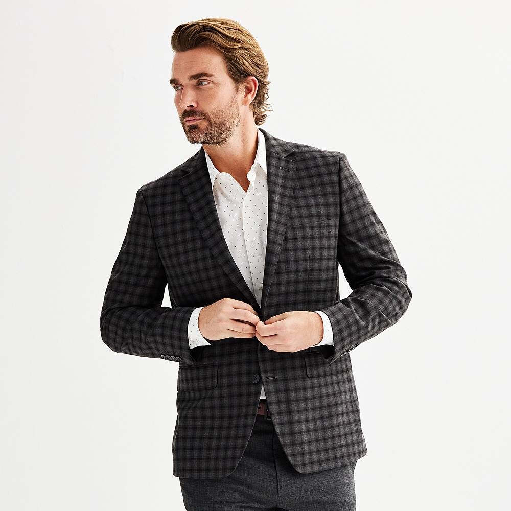

Мужская кв. 9 Premier Flex Slim-Fit Essential Спортивная куртка Apt. 9, цвет Black Plaid