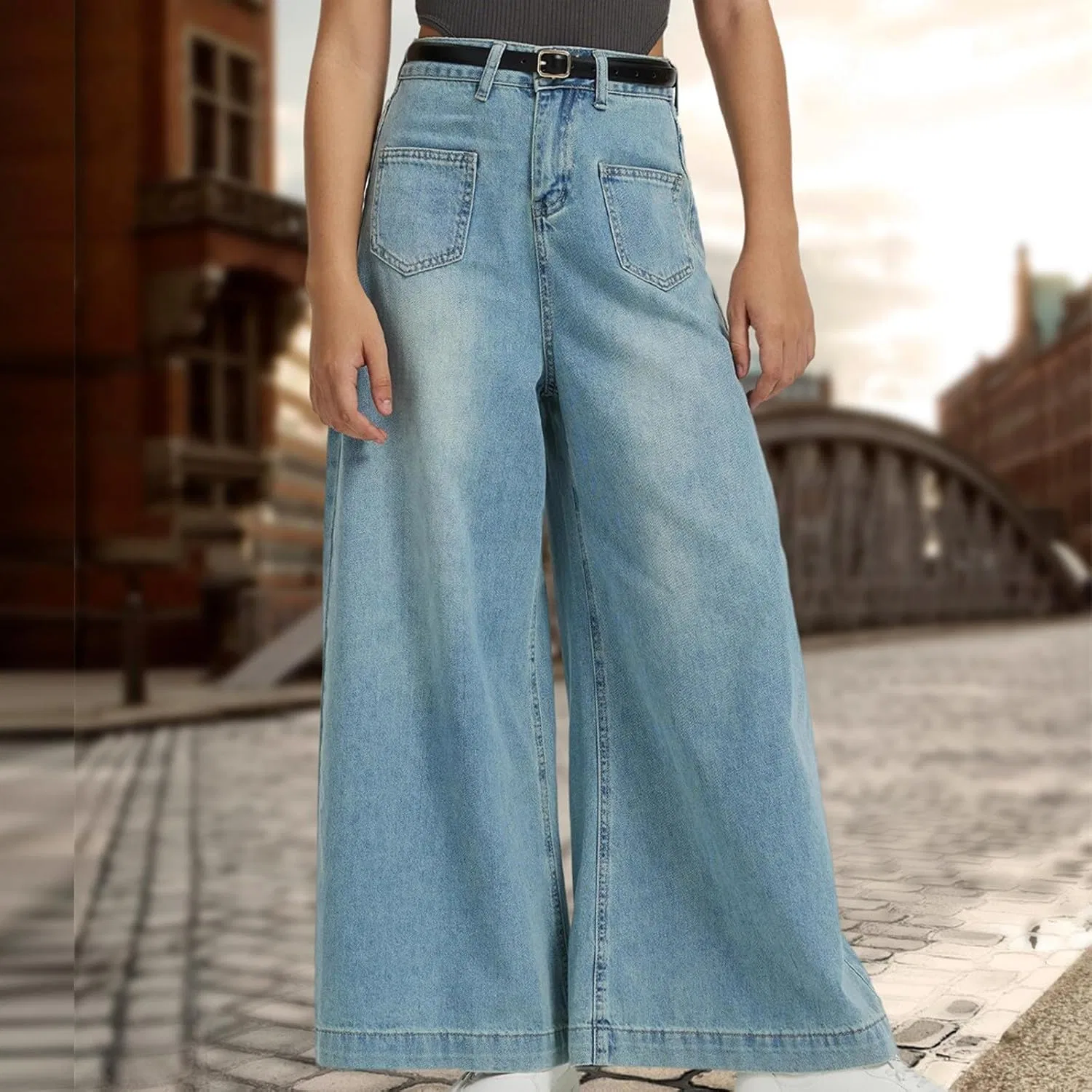 Джинсы с высокой талией Light Blue — фото 2