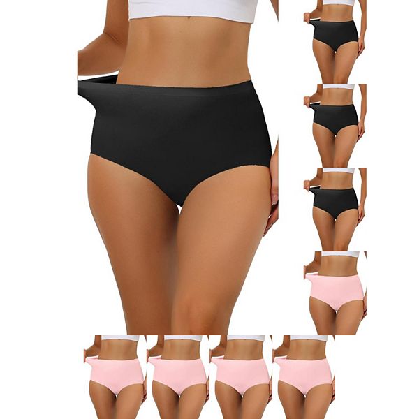 

9 пар женских эластичных трусиков-хипстеров без швов с высокой посадкой Inspire Chic, Black Mid Pink