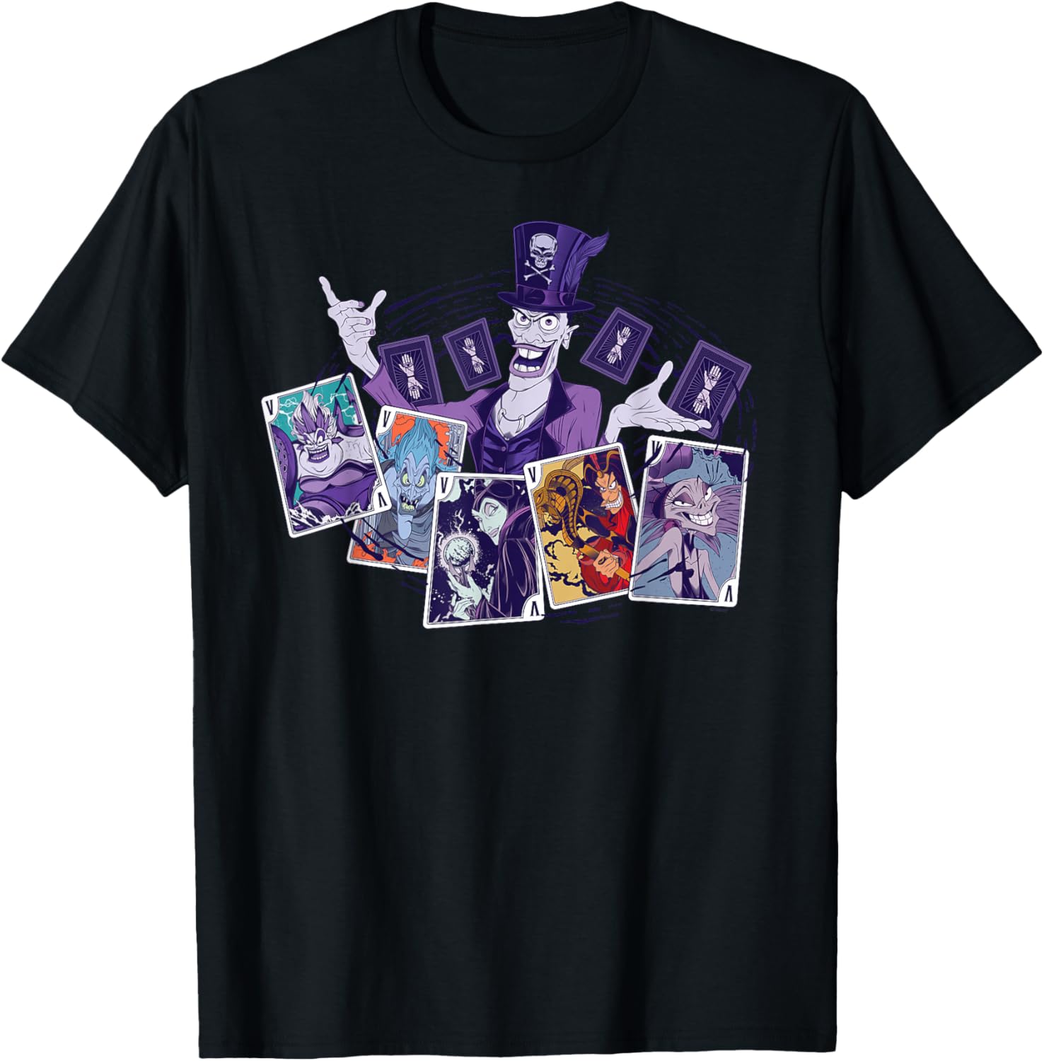 

Футболка с изображением игральной карты Доктора Фасилье из мультфильма «Злодеи Диснея», черная Disney