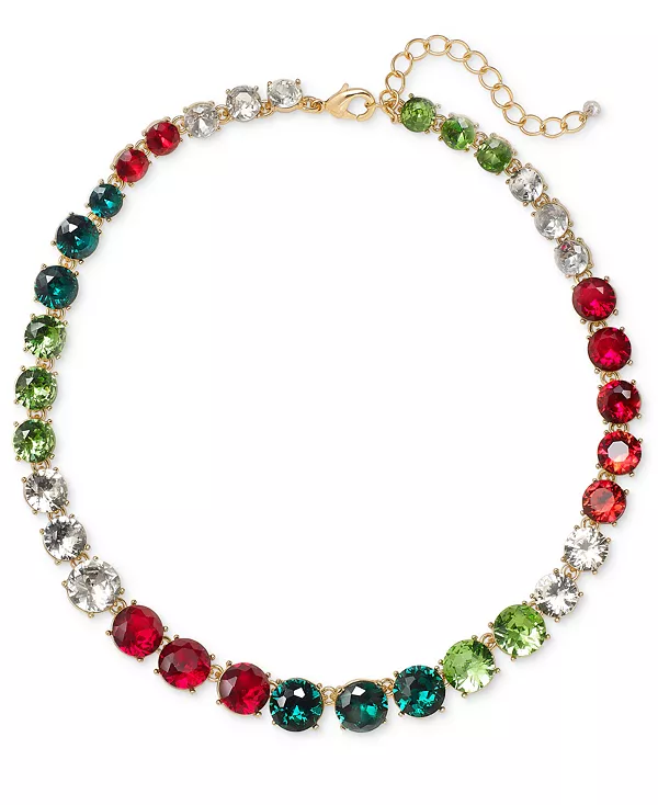 

Ожерелье-Воротник с разноцветными кристаллами золотистого оттенка, 17 дюймов + 3 дюйма, создано для Macy's Holiday Lane, gold