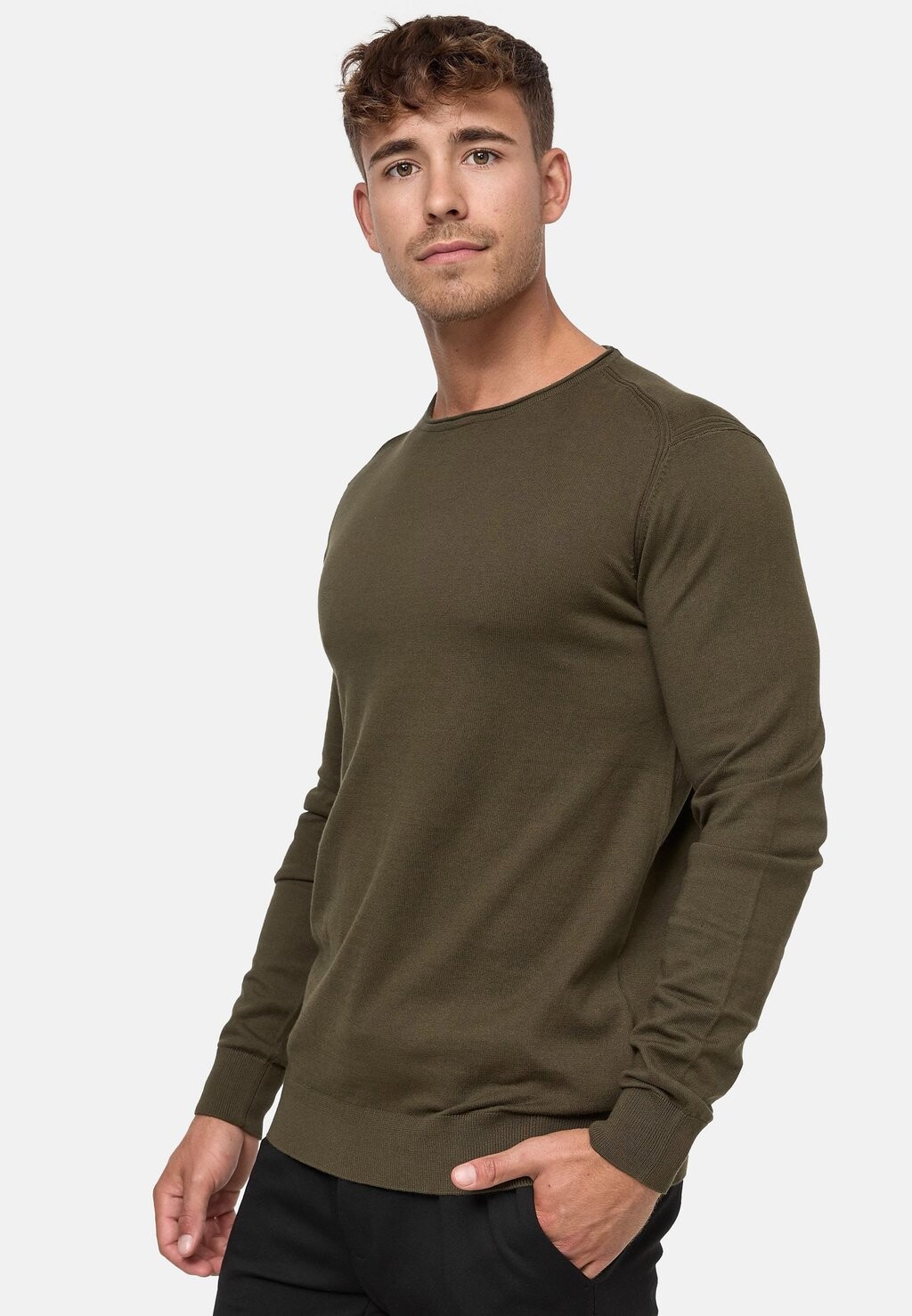 

Свитер вязаный GAMAL INDICODE JEANS, цвет army