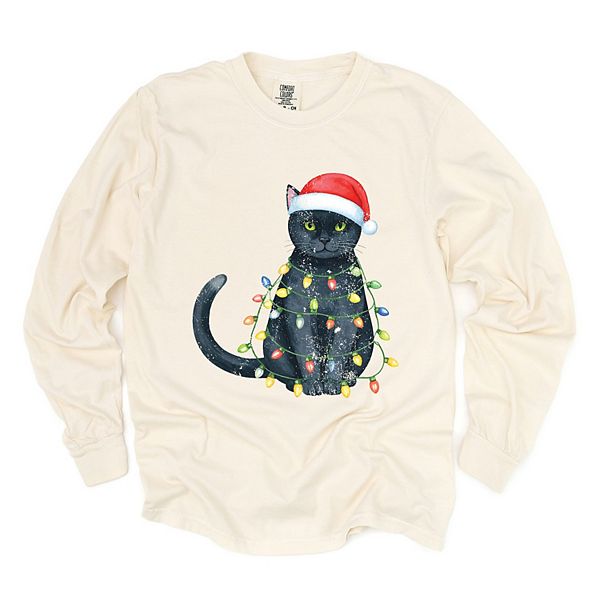 

Футболка Black Cat Christmas Lights с длинным рукавом Simply Sage Market, Черный, Футболка Black Cat Christmas Lights с длинным рукавом Simply Sage Market