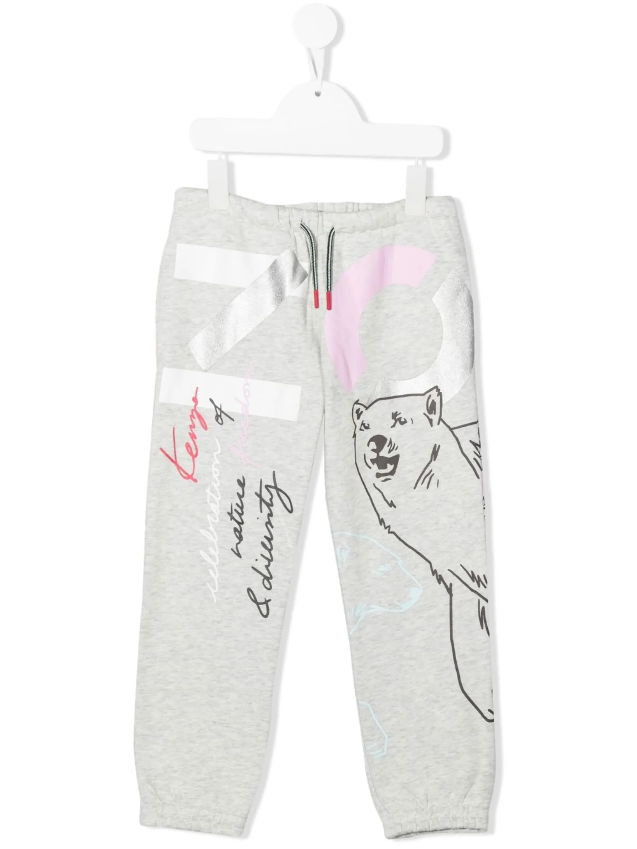 Спортивные брюки с логотипом Kenzo Kids, серый — фото 3
