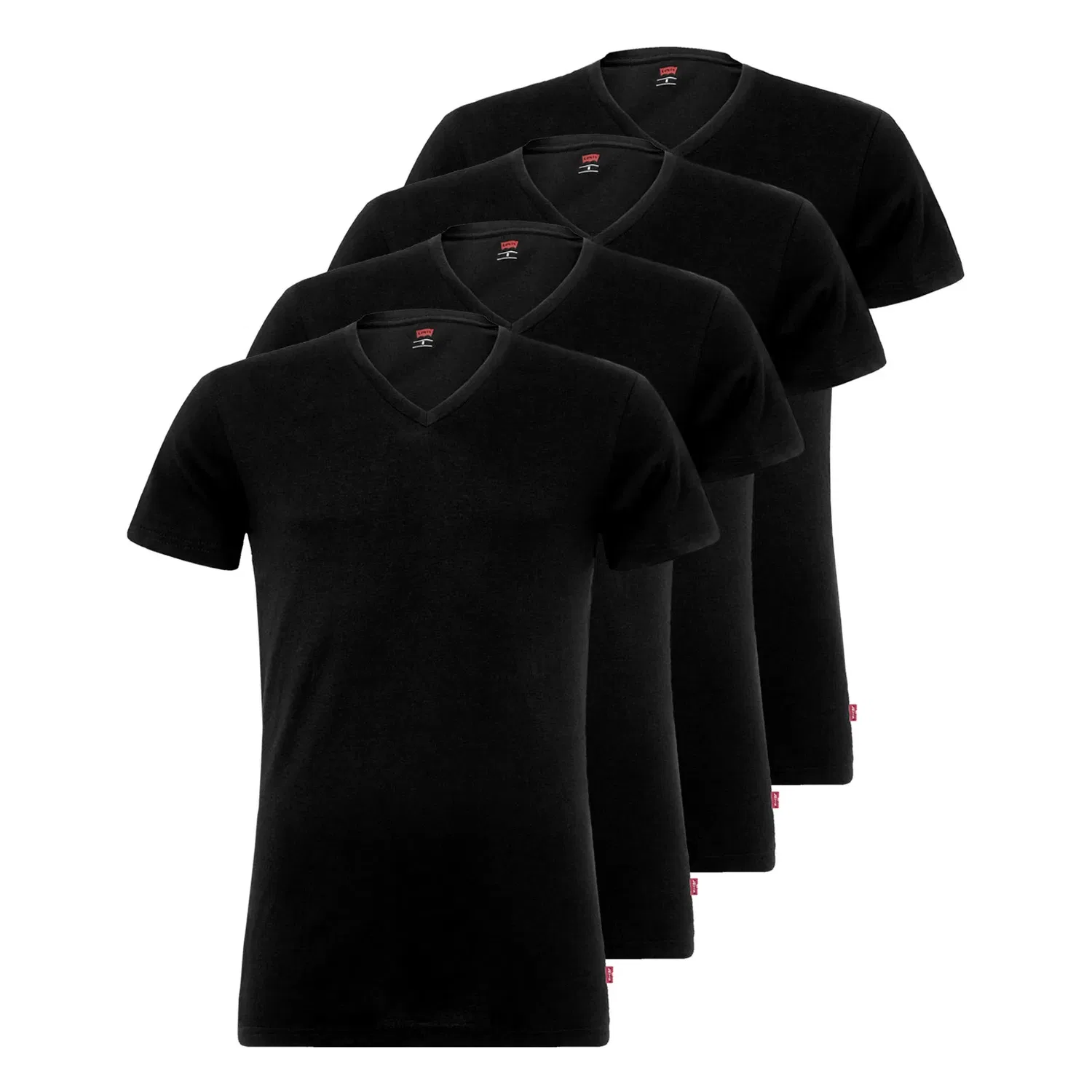 Футболка с V-образным вырезом, 4 штуки, Levis, черный