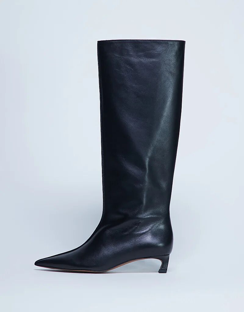 Сапоги Topshop Sophie Premium из натуральной кожи с острым носком, черные — фото 2