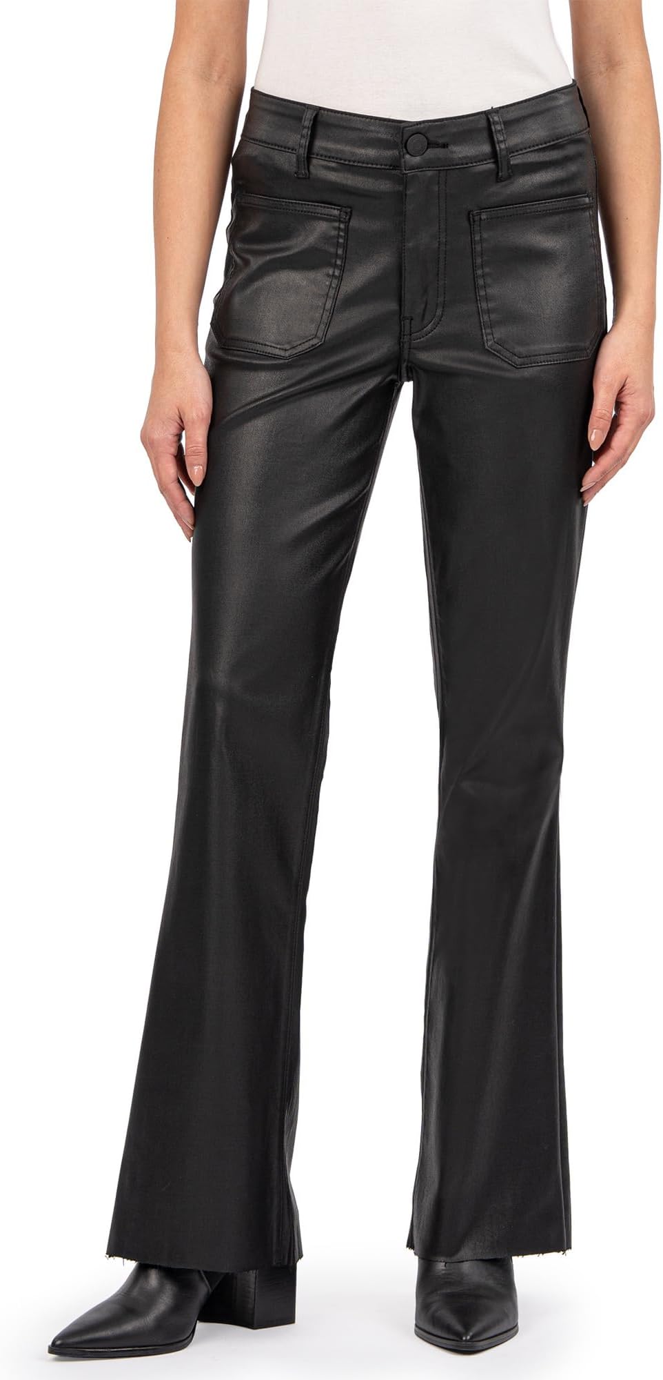 

Брюки KUT from the Kloth Stella High-Rise Flare Raw Hem In Black, черный