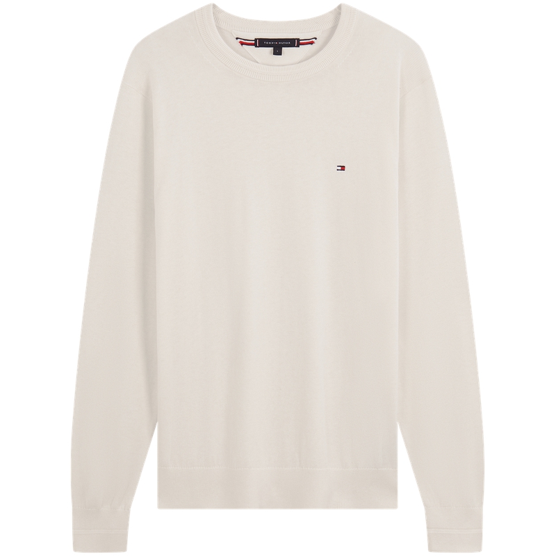 

Свитер с вышитым логотипом и круглым вырезом Tommy Hilfiger, белый