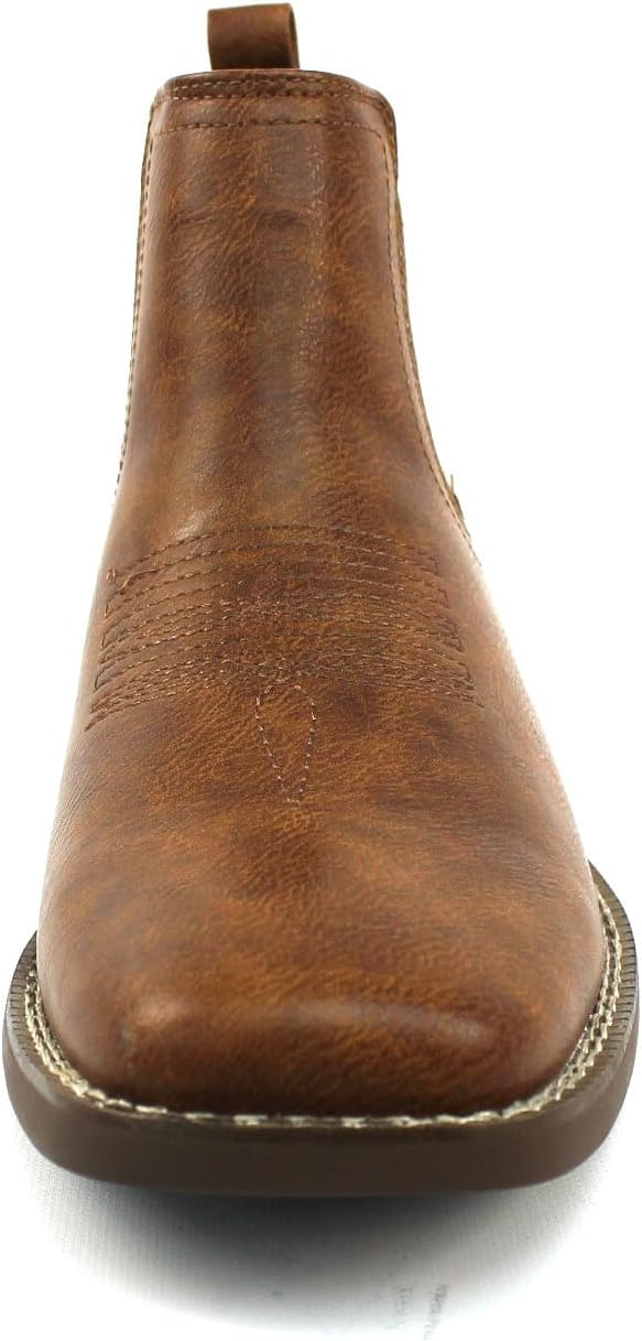 Мужские западные ботинки AZARMAN Chelsea Cowboy на щиколотку с квадратным носком, на кожаной подошве с каблуком-блоком Azar Man, коричневый — фото 3