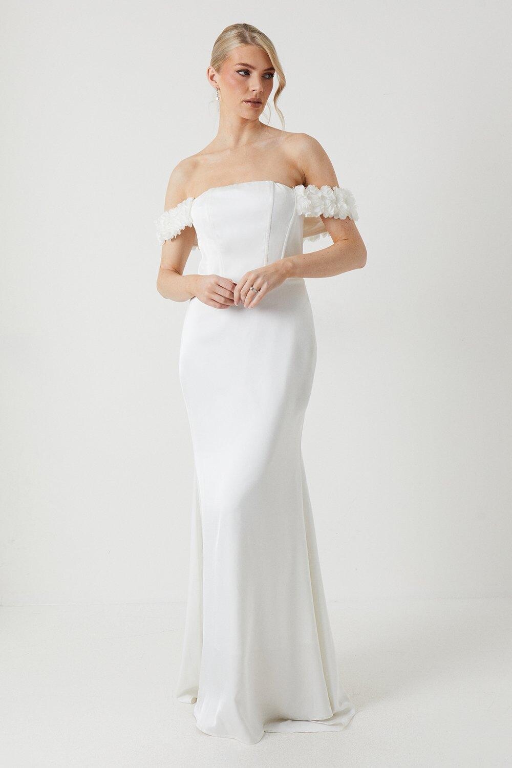 

Свадебное платье «рыбий хвост» с цветочным принтом и бардо Coast, белый, Серый, Свадебное платье «рыбий хвост» с цветочным принтом и бардо Coast, белый