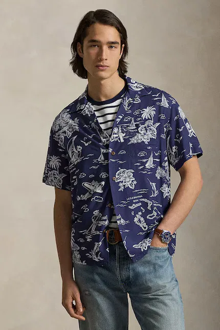 Рубашка с принтом Polo Bear Polo Ralph Lauren, синий