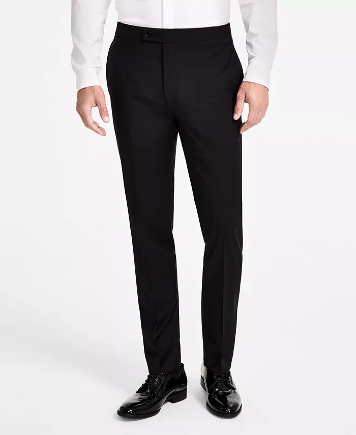 Мужские классические брюки-смокинг из шерстяной смелки, Slim-Fit Calvin Klein, черный — фото 3