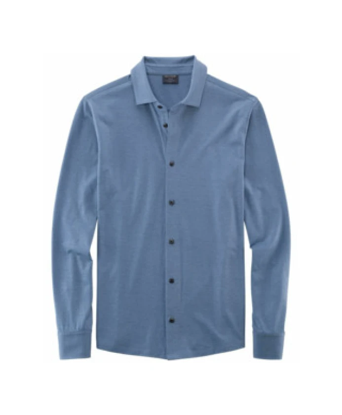 

Мужская рубашка-поло с длинными рукавами, современный крой. Olymp, синий