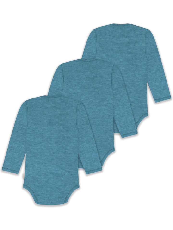 Normani Outdoor Sports Набор из 3 детских боди из мериносовой шерсти с длинными рукавами, цвет Окленд, синий — фото 2