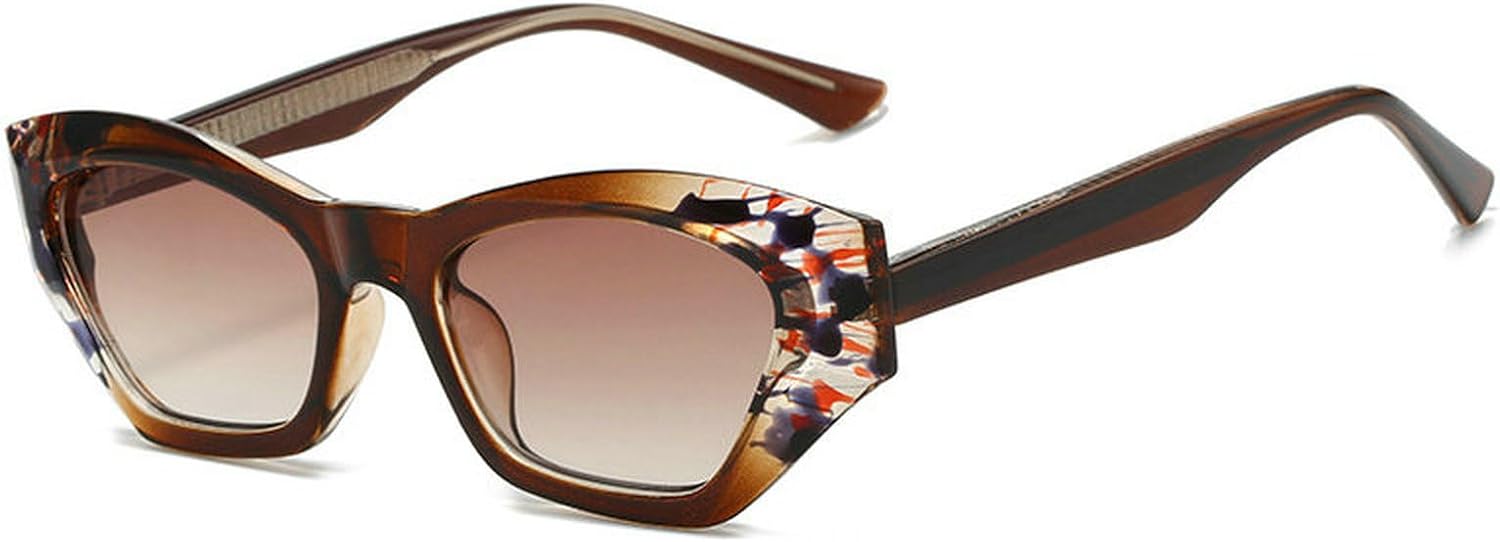 

COTIA Модные солнцезащитные очки в форме кошачьего глаза с многоугольным оправой, двухцветные, в стиле ретро, ​​с градиентным покрытием из TR90, солнцезащитные очки для мужчин с защитой от УФ-излучения UV400, Tea