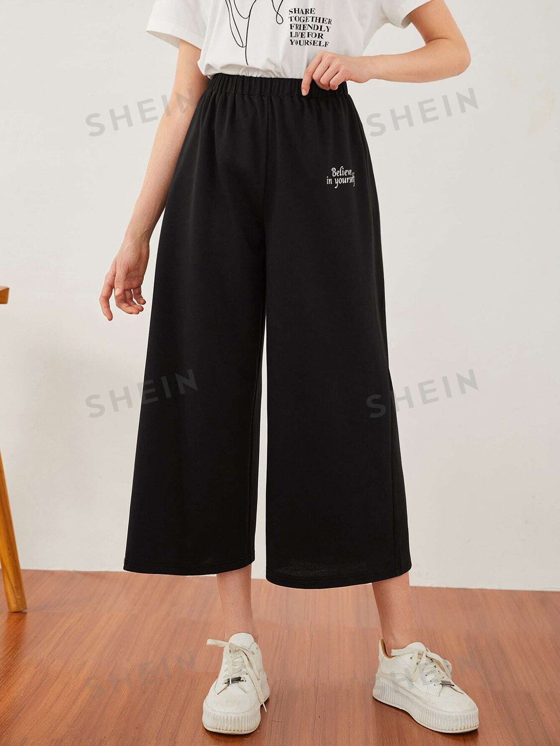 

Спортивные брюки Mulvari, графический рисунок с надписью Shein, черный