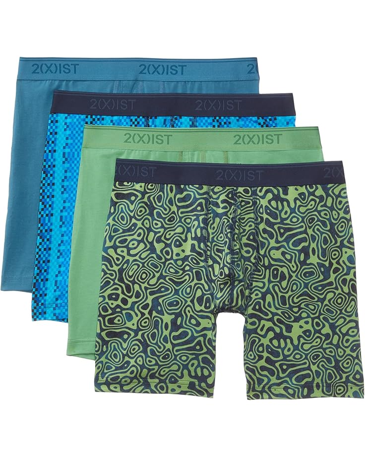 

Боксеры 2(X)IST Essential Stretch 3+1 4-Pack Boxer Brief, цвет Bluesteel/Landscape Camo/Stone Green/Blue Chess