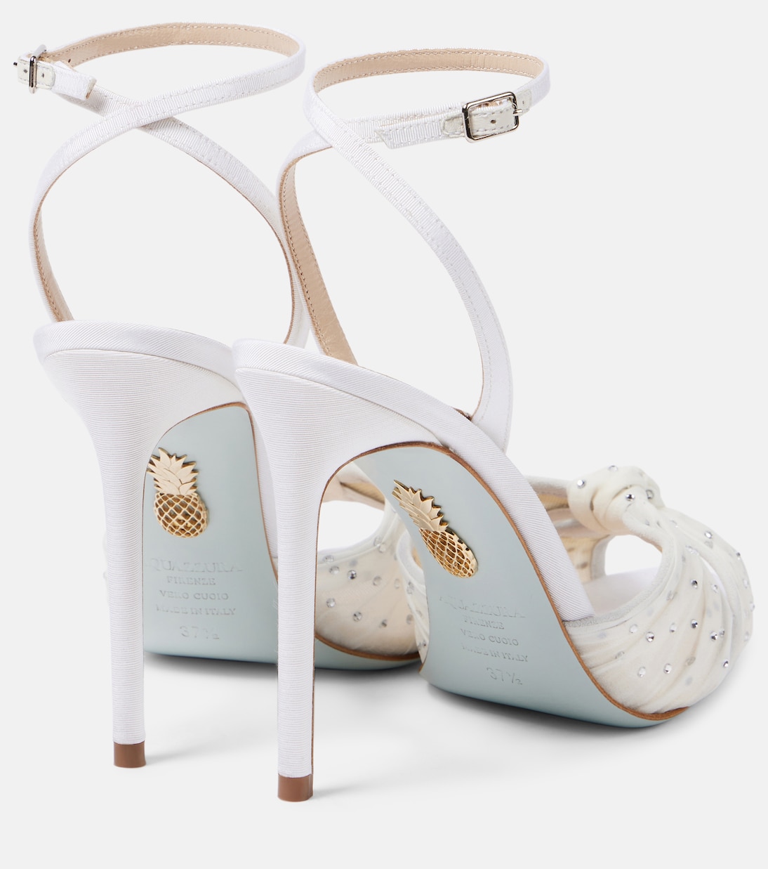 Босоножки из кожи с декором Slow Kisses Aquazzura, белый — фото 3
