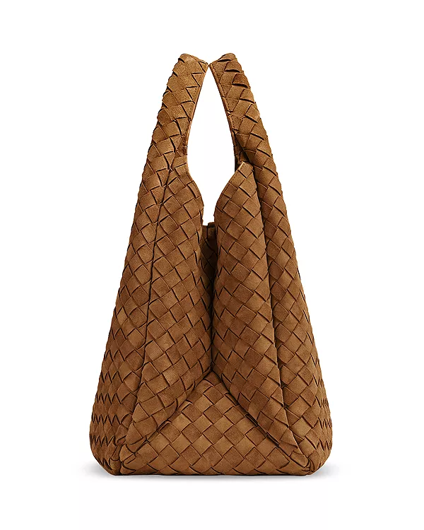 Большая сумка через плечо Campana из замши intrecciato Bottega Veneta, бежевый — фото 4