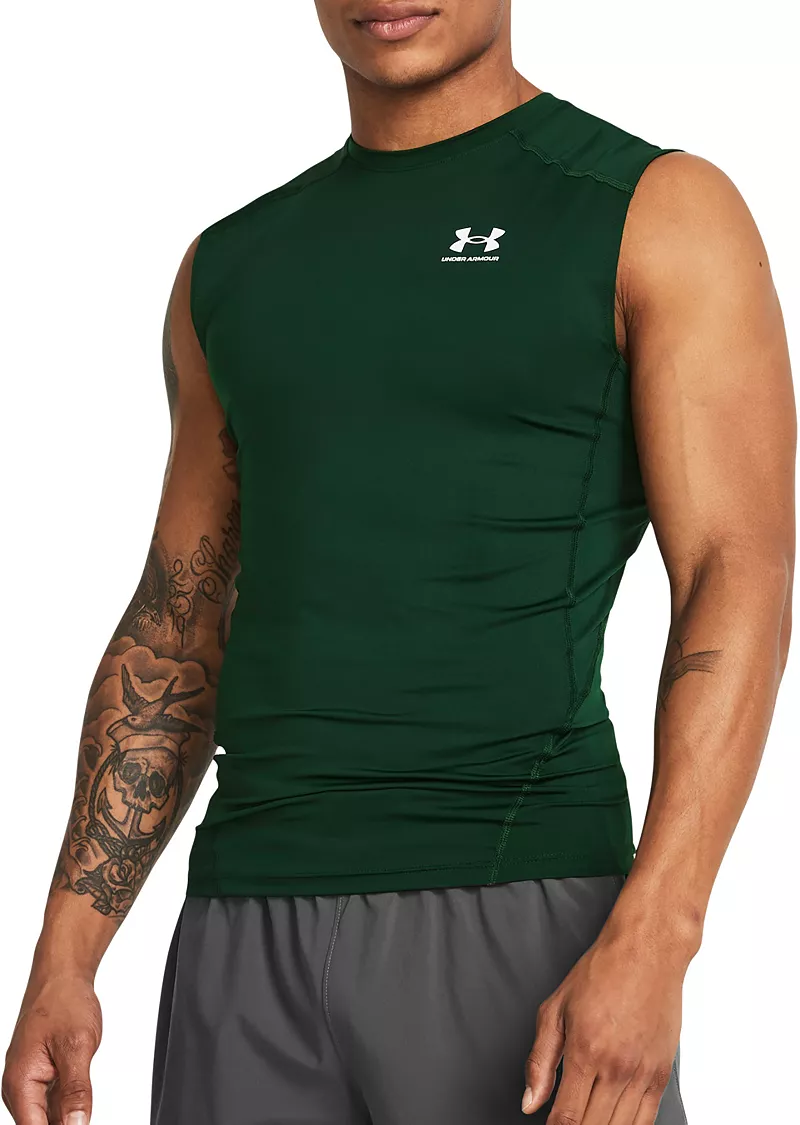 

Мужская компрессионная рубашка Under Armour HeatGear, цвет Forest Green/White