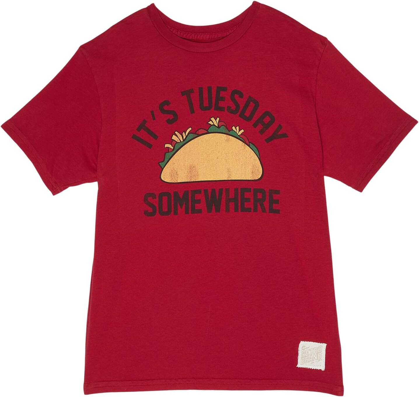 

Футболка The Original Retro Brand Kids It's Taco Tuesday Somewhere Cotton Crew Neck Tee, цвет Deep Red