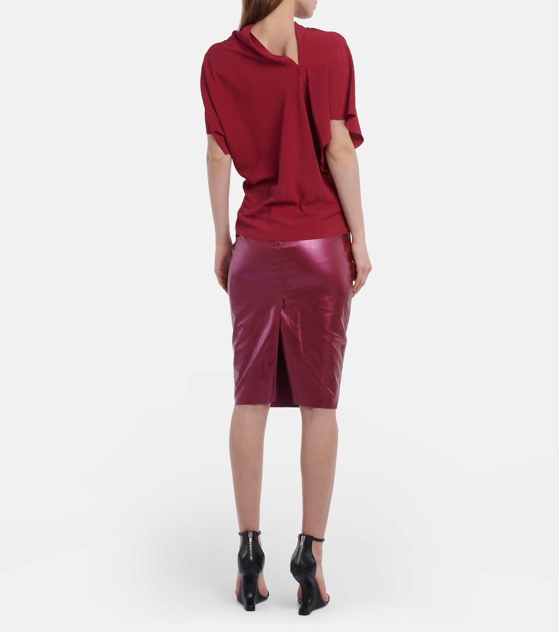 Асимметричный топ из смесового шелка Rick Owens, Fuschia — фото 3