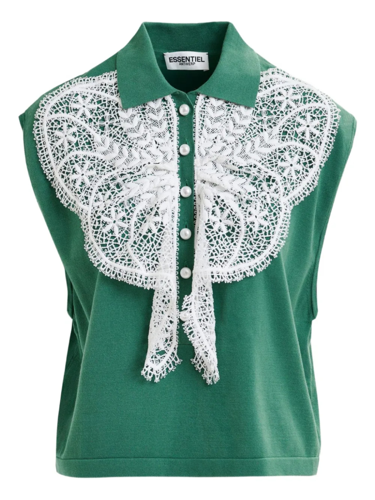 

Essentiel Antwerp топ Ihelly с кружевным воротником, зеленый